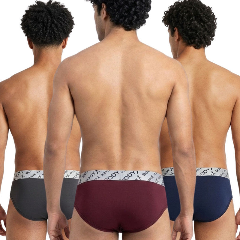 Body X Stretchable Tactel Briefs Pack Of 3 Asstd Colors