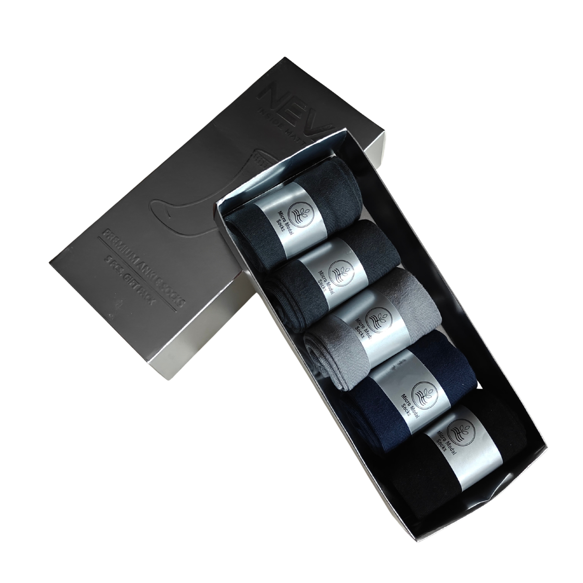 Neva Micro Modal Men Premium Socks Gift Pack Of 5 Assorted Colors