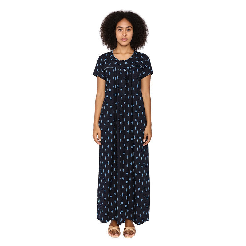 Spenca Cotton Printed Plates Nighty Gown L Size