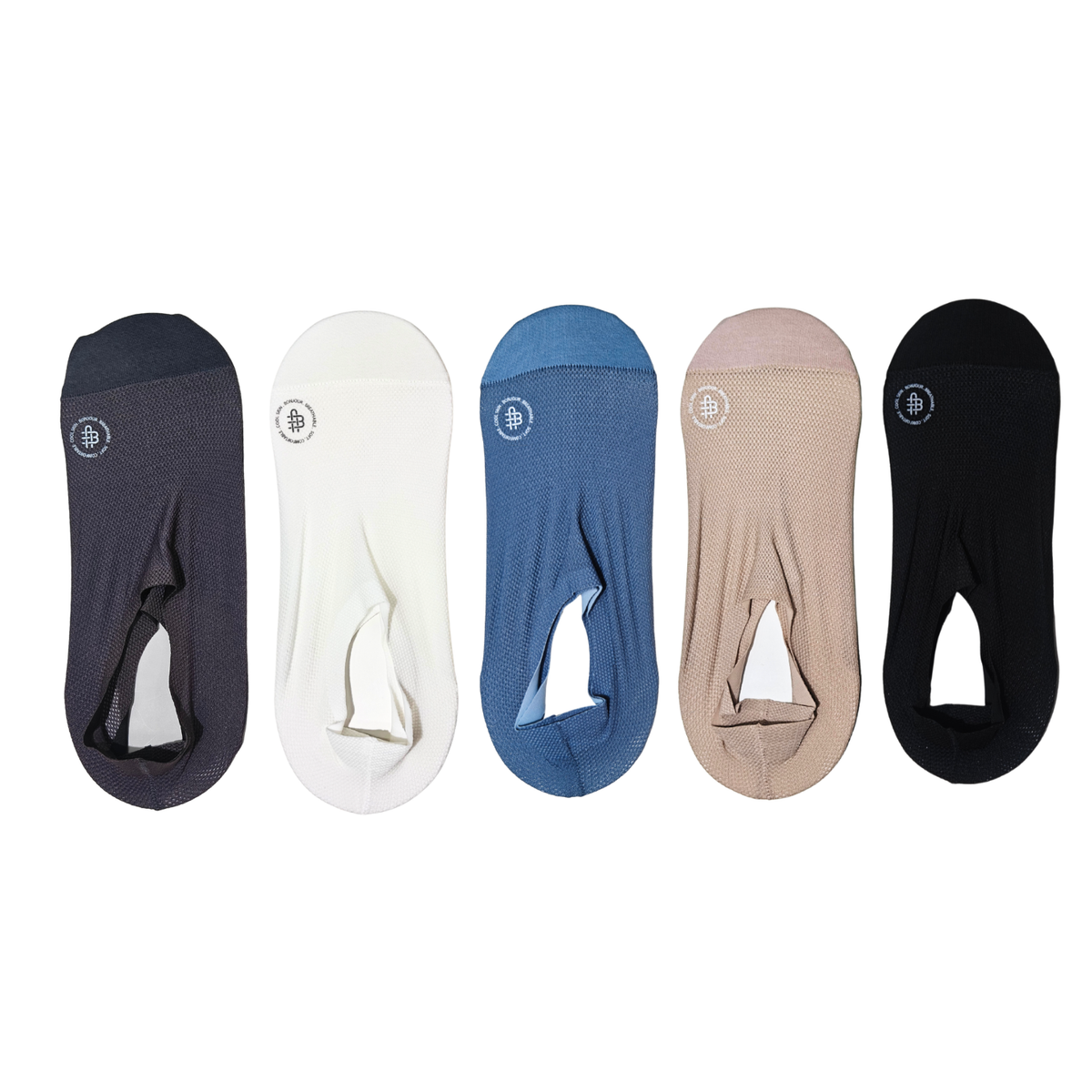 Bonjour Unisex Cotton & Net Cool Skin Men's Foot let Socks Pack Of 5 Assorted Colors