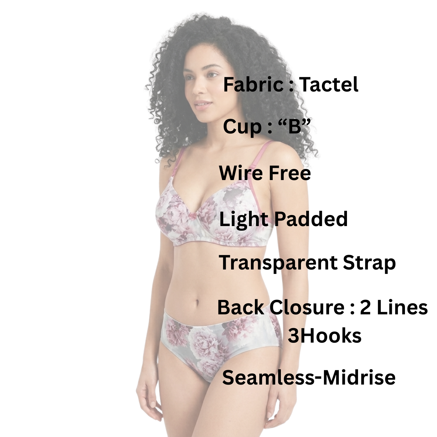 F-More Light Padded "B" Cup Wire Free Bra With Mid Rise Seamless Brief Lingerie Set