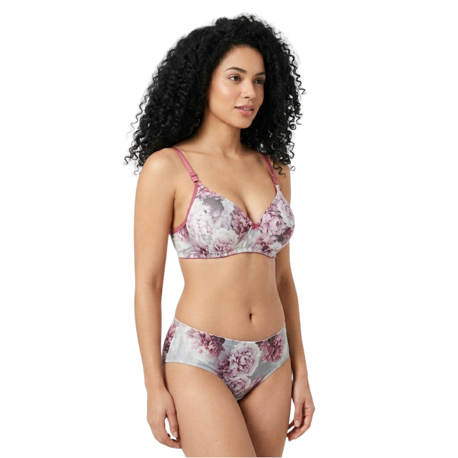 F-More Light Padded "B" Cup Wire Free Bra With Mid Rise Seamless Brief Lingerie Set
