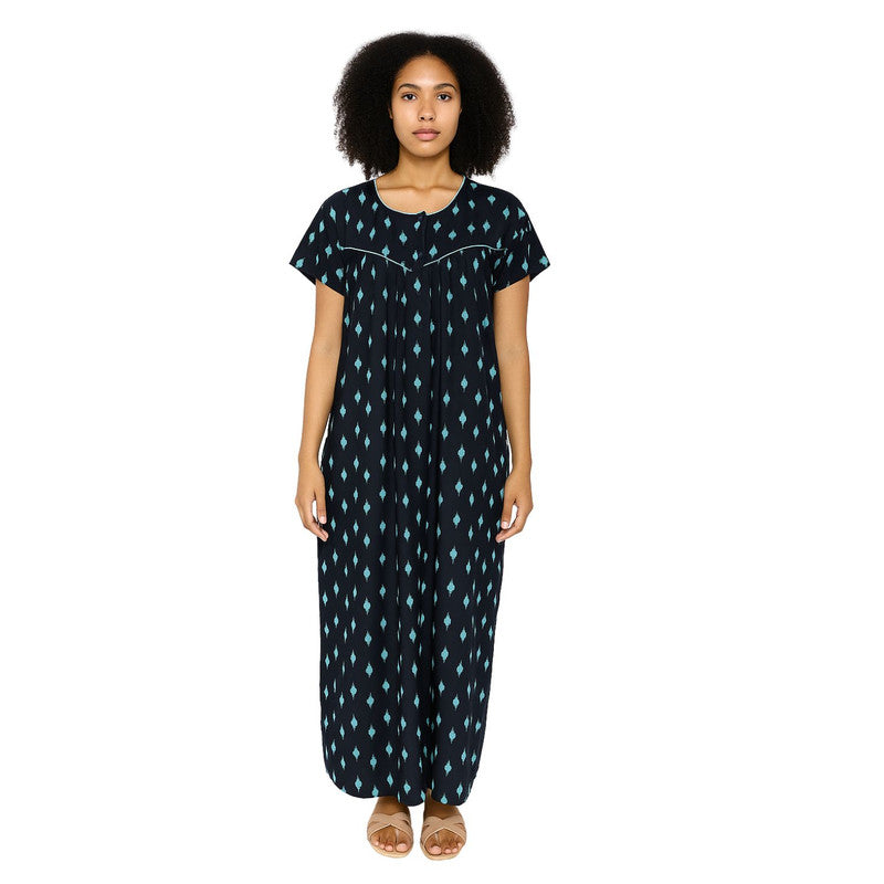 Spenca Cotton Printed Plates Nighty Gown L Size