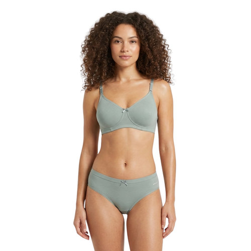 Alishan Stretchable Tactel Seamless, Non Padded "B" Cup Mid-Rise Lingerie Set