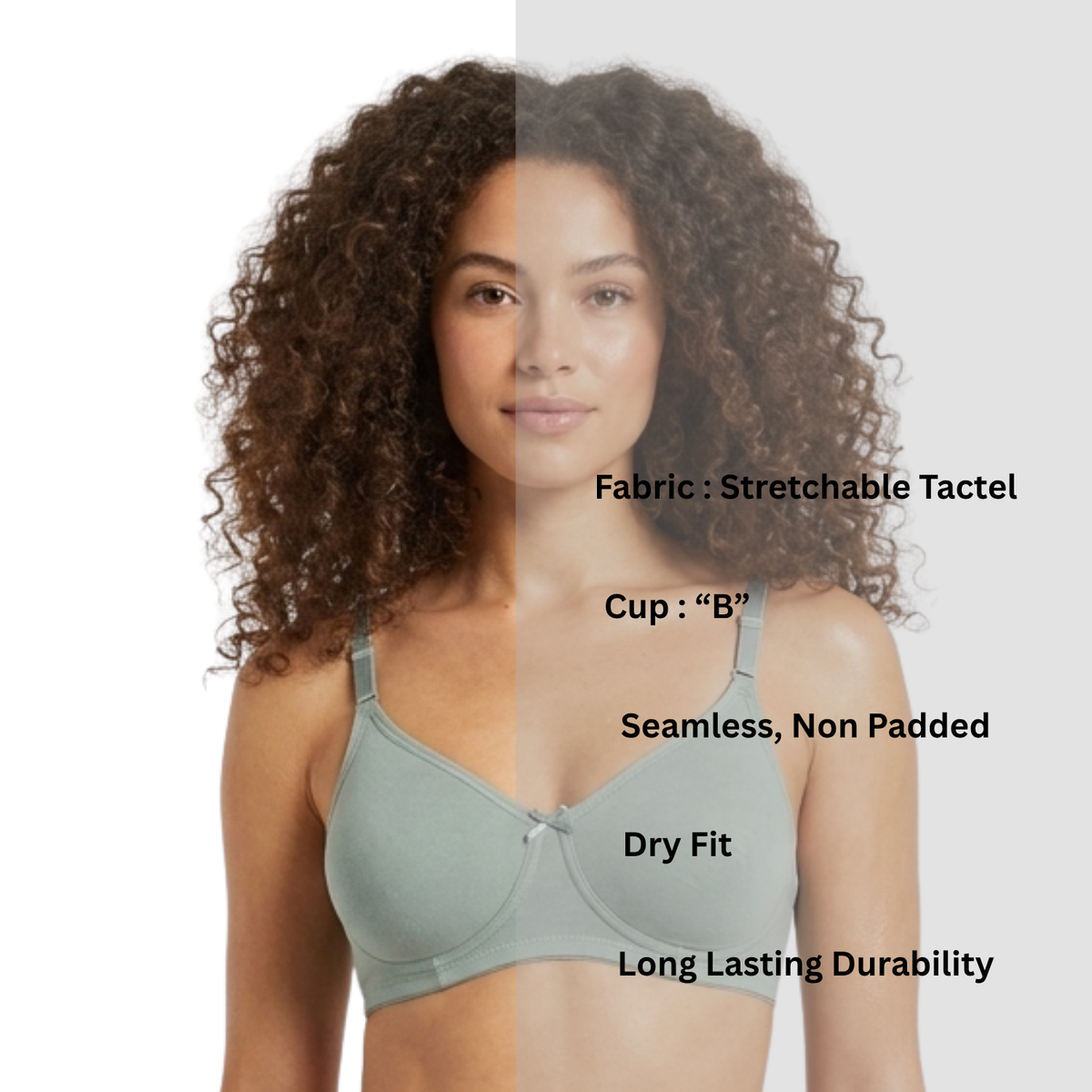 Alishan Stretchable Tactel Seamless, Non Padded "B" Cup Mid-Rise Lingerie Set