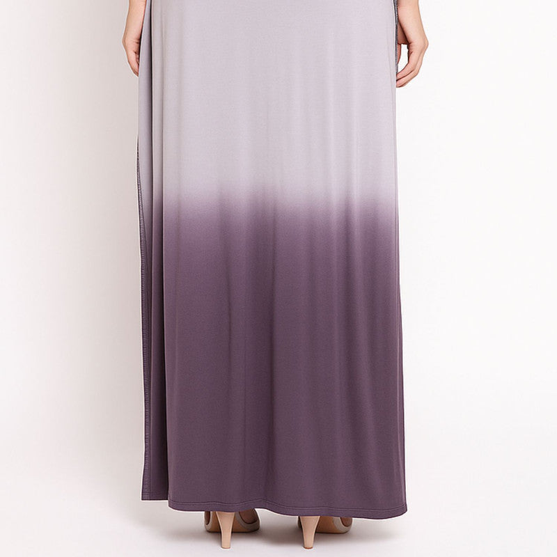Spenca Rayon Cotton Printed Kaftan Nighty Gown Grey