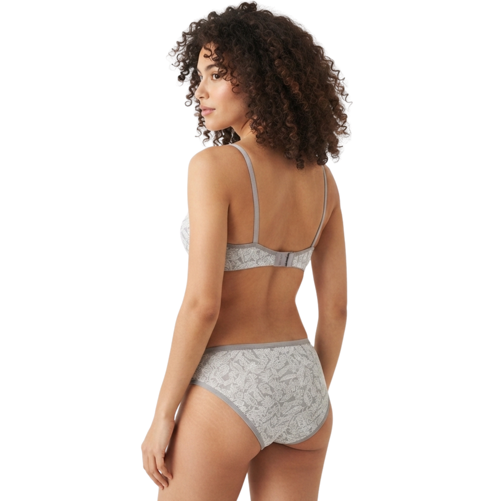 Goodwill Stretchable Non Padded Non Wired Mid Rise Brief Printed Lingerie Set Pack Of 3 Assorted Colors