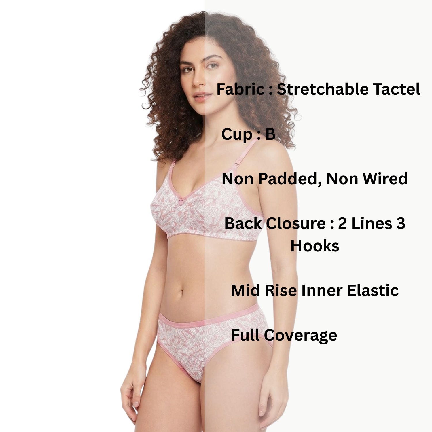 Goodwill Stretchable Non Padded Non Wired Mid Rise Brief Printed Lingerie Set Pack Of 3 Assorted Colors