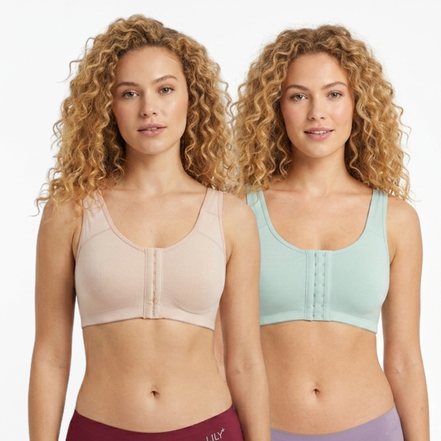 Lily Sinker Seamless, Non Wired, Non Padded Front Open Bra Pack Of 2 Assorted Colors