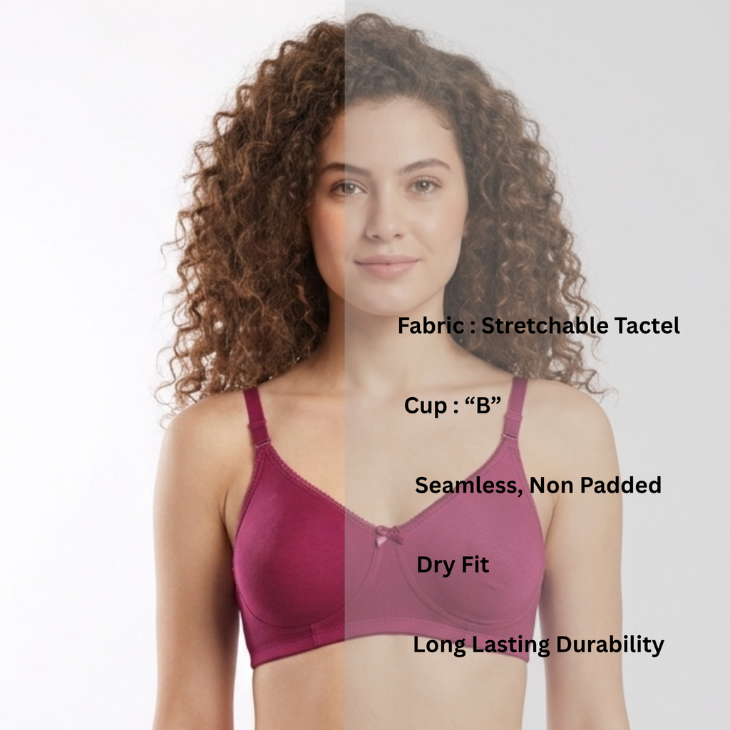 Alishan Stretchable Tactel Seamless, Non Padded "B" Cup Mid-Rise Lingerie Set