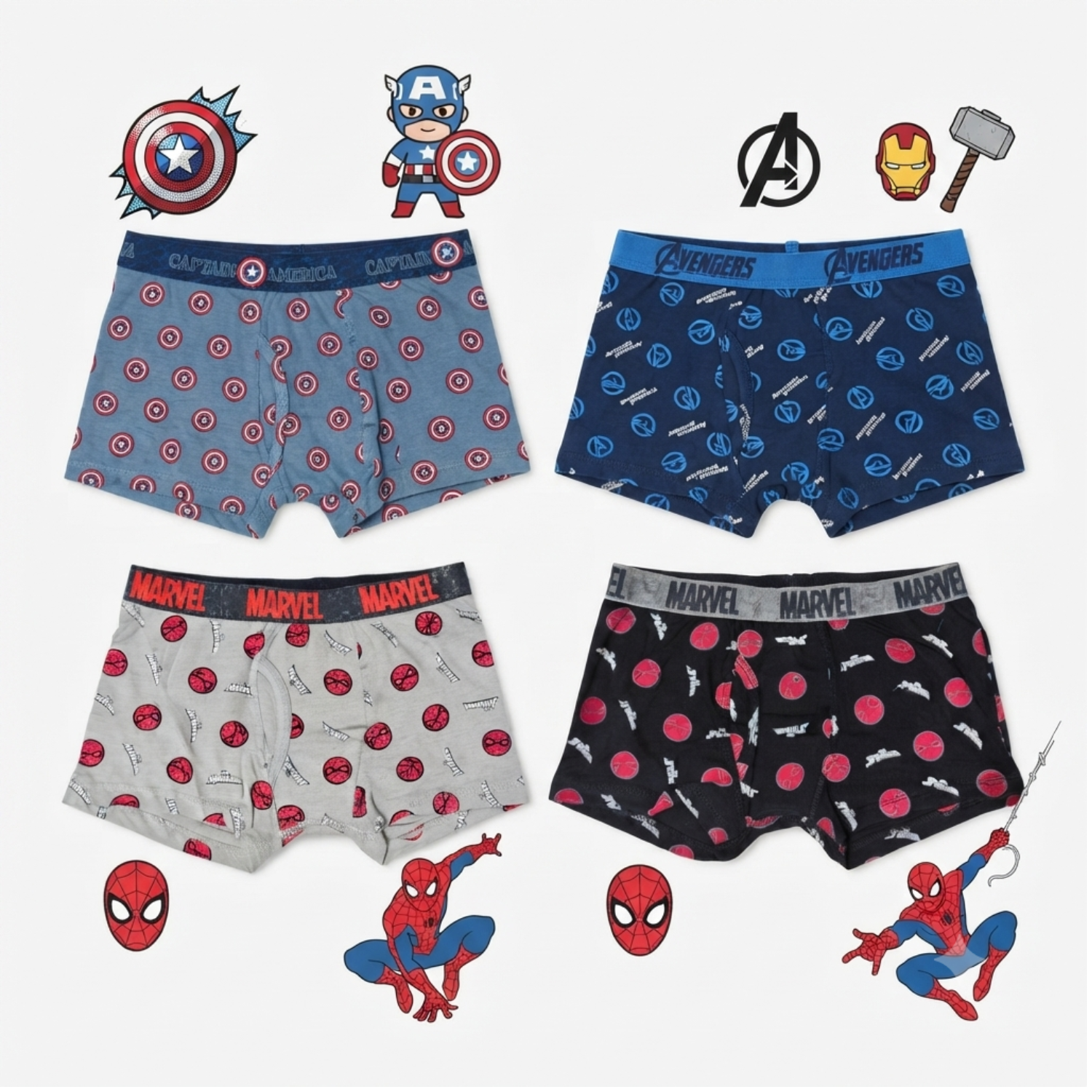 Sporto Marvel Printed Front Open Trunk For Kids Pack Of 4 Assorted Colors