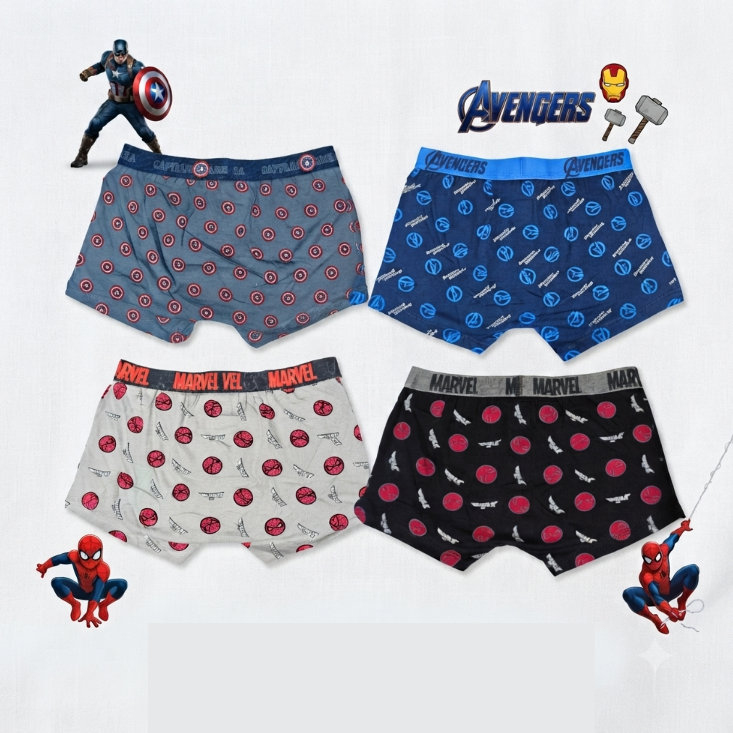 Sporto Marvel Printed Front Open Trunk For Kids Pack Of 4 Assorted Colors