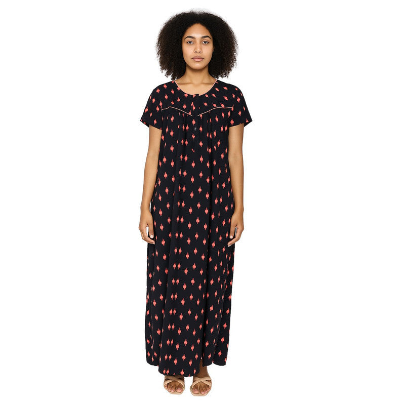 Spenca Cotton Printed Plates Nighty Gown L Size