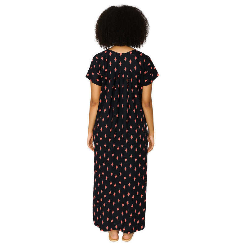 Spenca Cotton Printed Plates Nighty Gown L Size