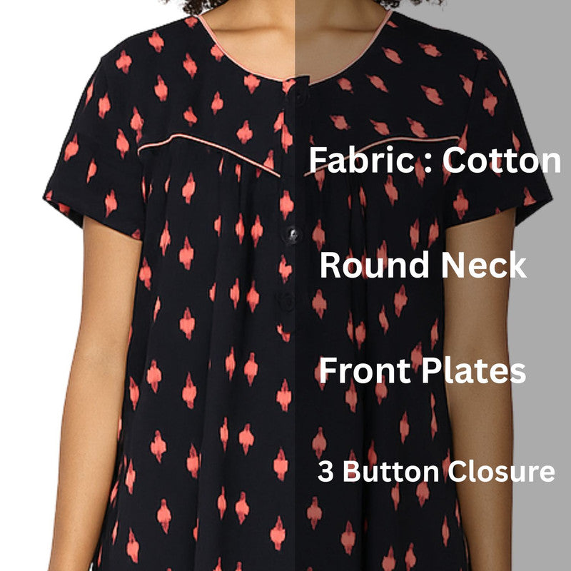 Spenca Cotton Printed Plates Nighty Gown L Size