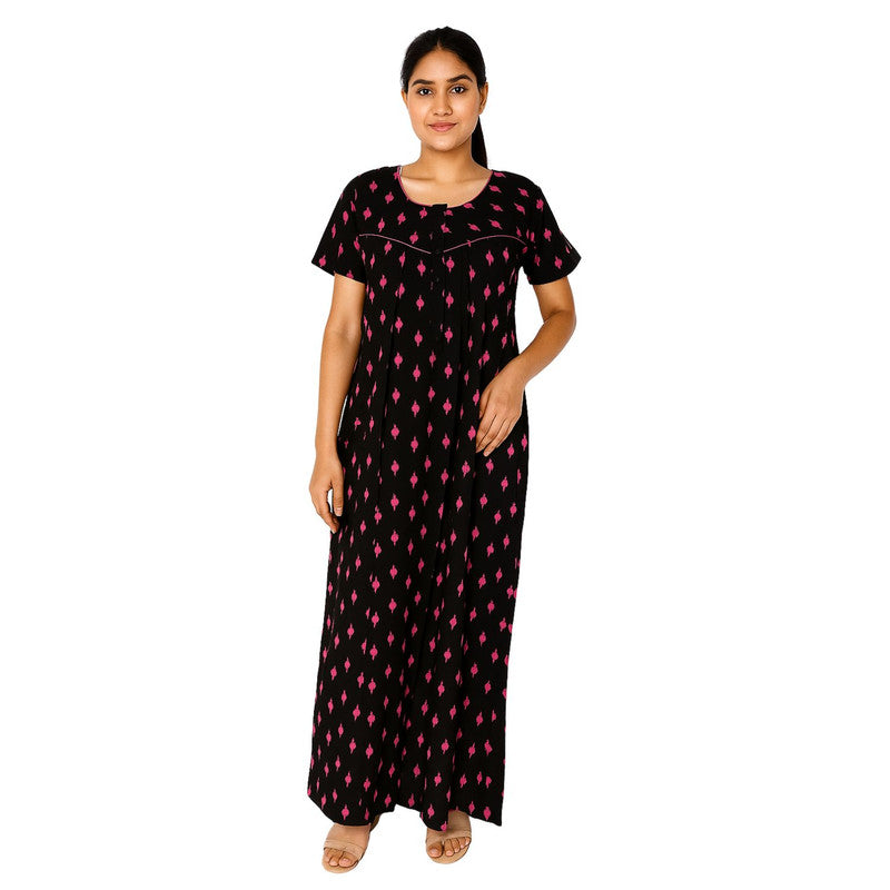 Spenca Cotton Printed Plates Nighty Gown L Size