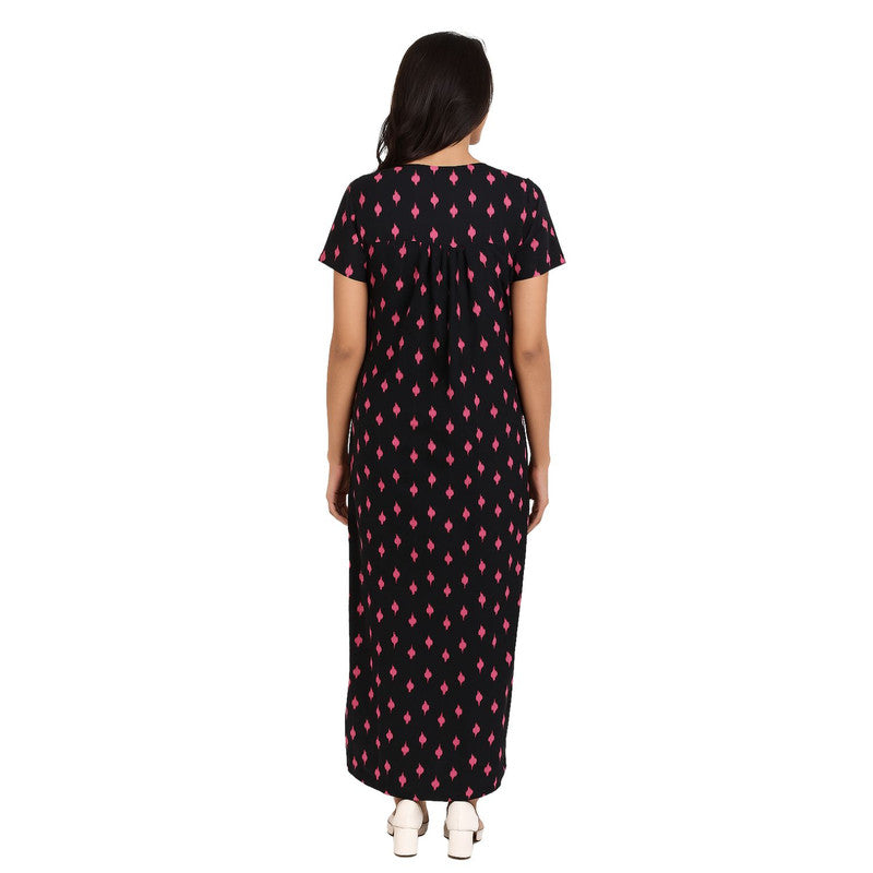 Spenca Cotton Printed Plates Nighty Gown L Size
