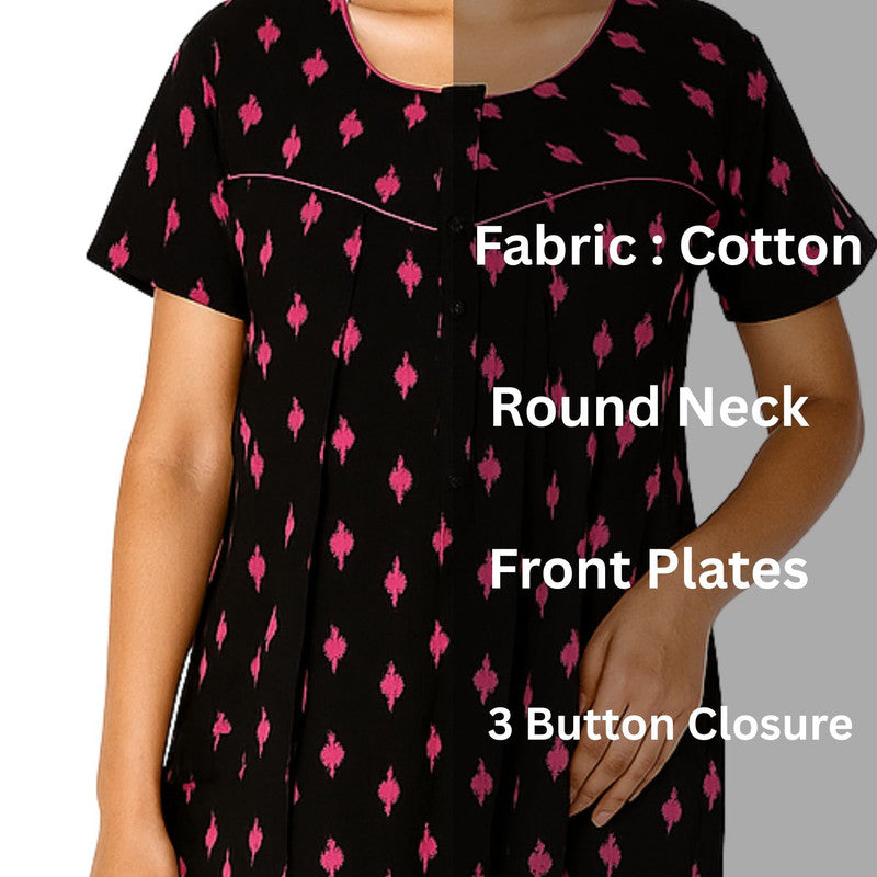 Spenca Cotton Printed Plates Nighty Gown L Size