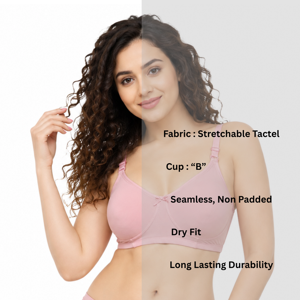 Alishan Stretchable Tactel Seamless, Non Padded "B" Cup Mid-Rise Lingerie Set