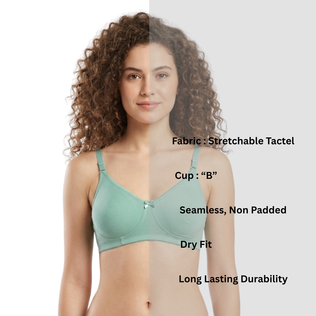 Alishan Stretchable Tactel Seamless, Non Padded "B" Cup Mid-Rise Lingerie Set