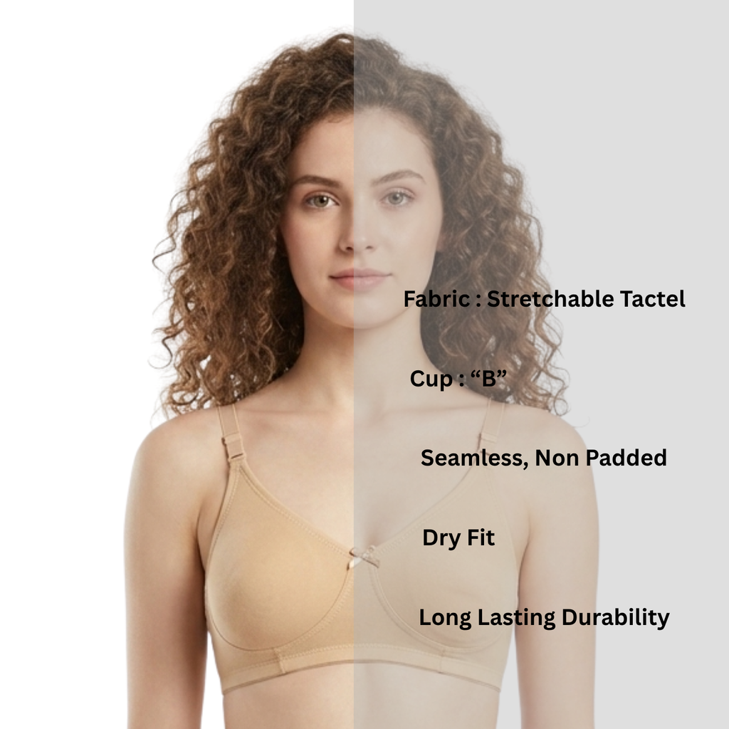 Alishan Stretchable Tactel Seamless, Non Padded "B" Cup Mid-Rise Lingerie Set