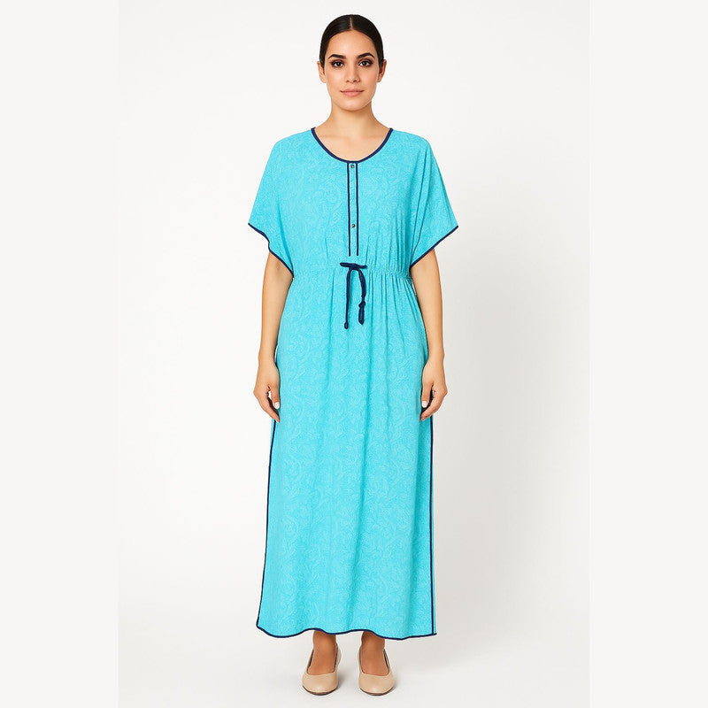 Spenca Rayon Cotton Printed Kaftan Nighty Gown