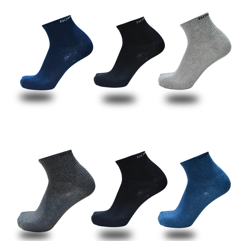 Bonjour Unisex Solid Ankle Socks Pack of 6 Assorted Colors