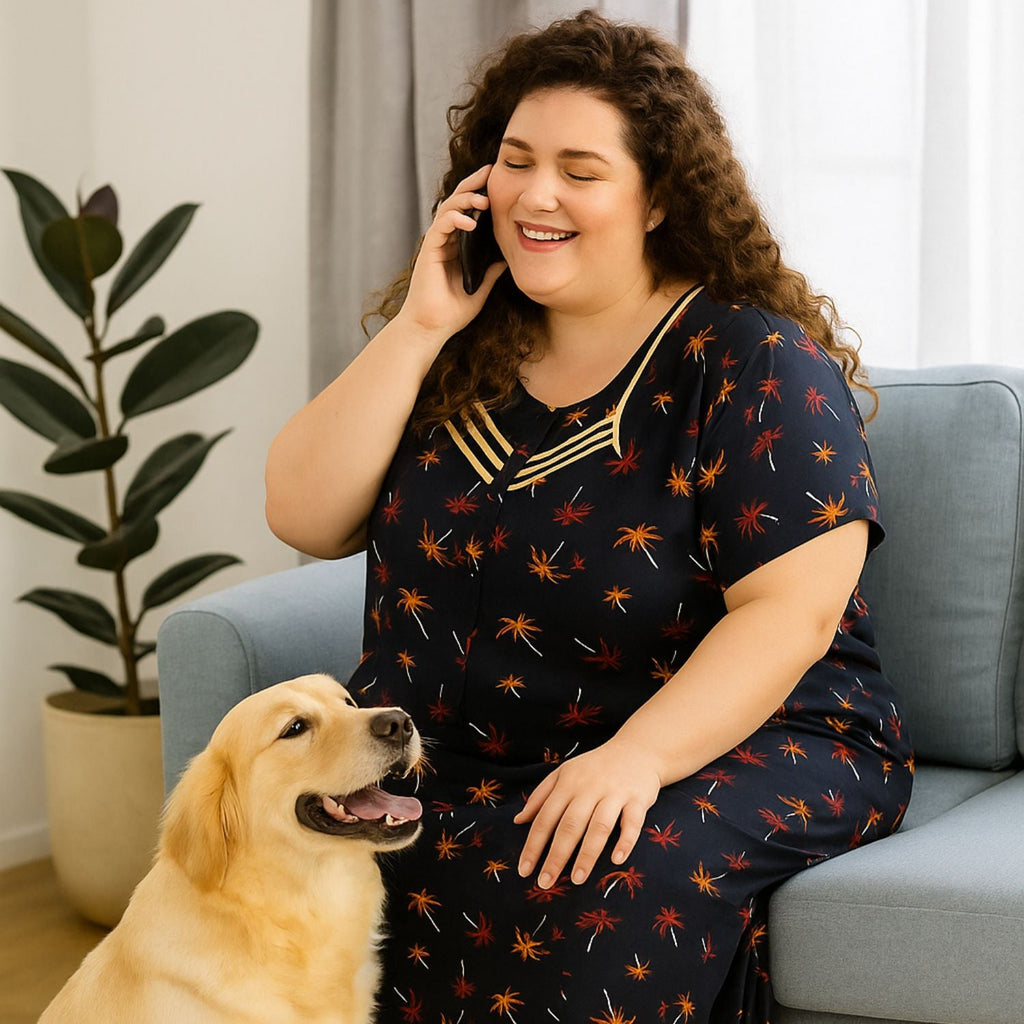 Spenca Cotton Printed Nighty Gown 2XL Size