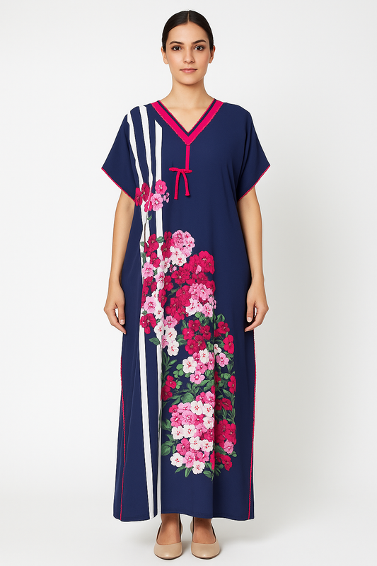Spenca Rayon Cotton Printed Kaftan Nighty Gown
