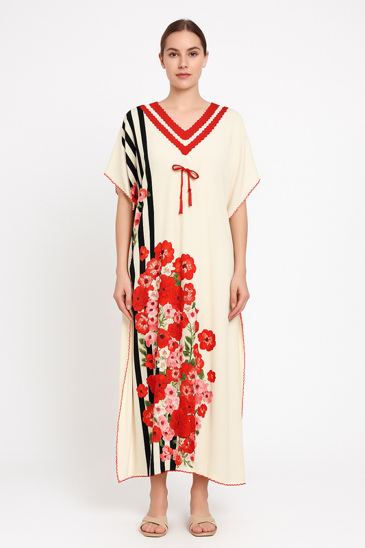 Spenca Rayon Cotton Printed Kaftan Nighty Gown
